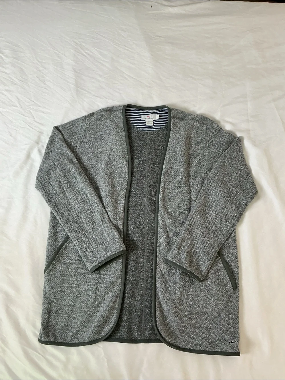 Vineyard Vines Gray Open Front Cardigan Size S | Soft Knit Layer - Picture 1 of 7